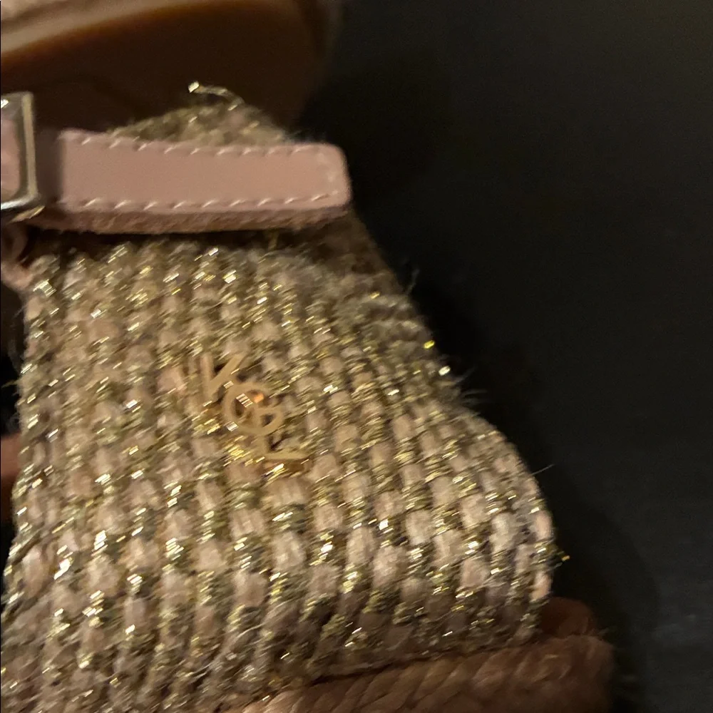 Kurt Geiger Metallic Gold Ankle-Strap Espadrille Flats